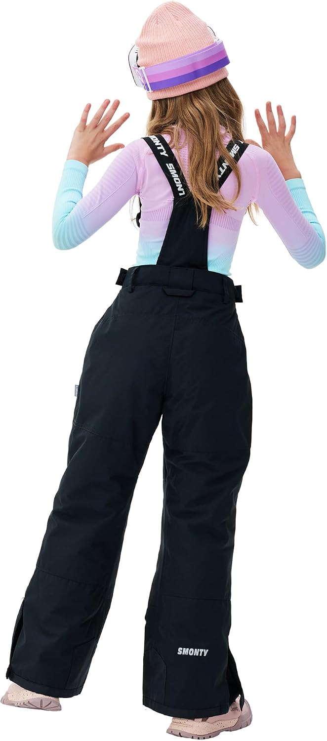 Kids Winter Ski Pant Snow Bibs Boys Girls Snow Trouser Waterproof Windproof Warm Detachable Shoulder Straps(14