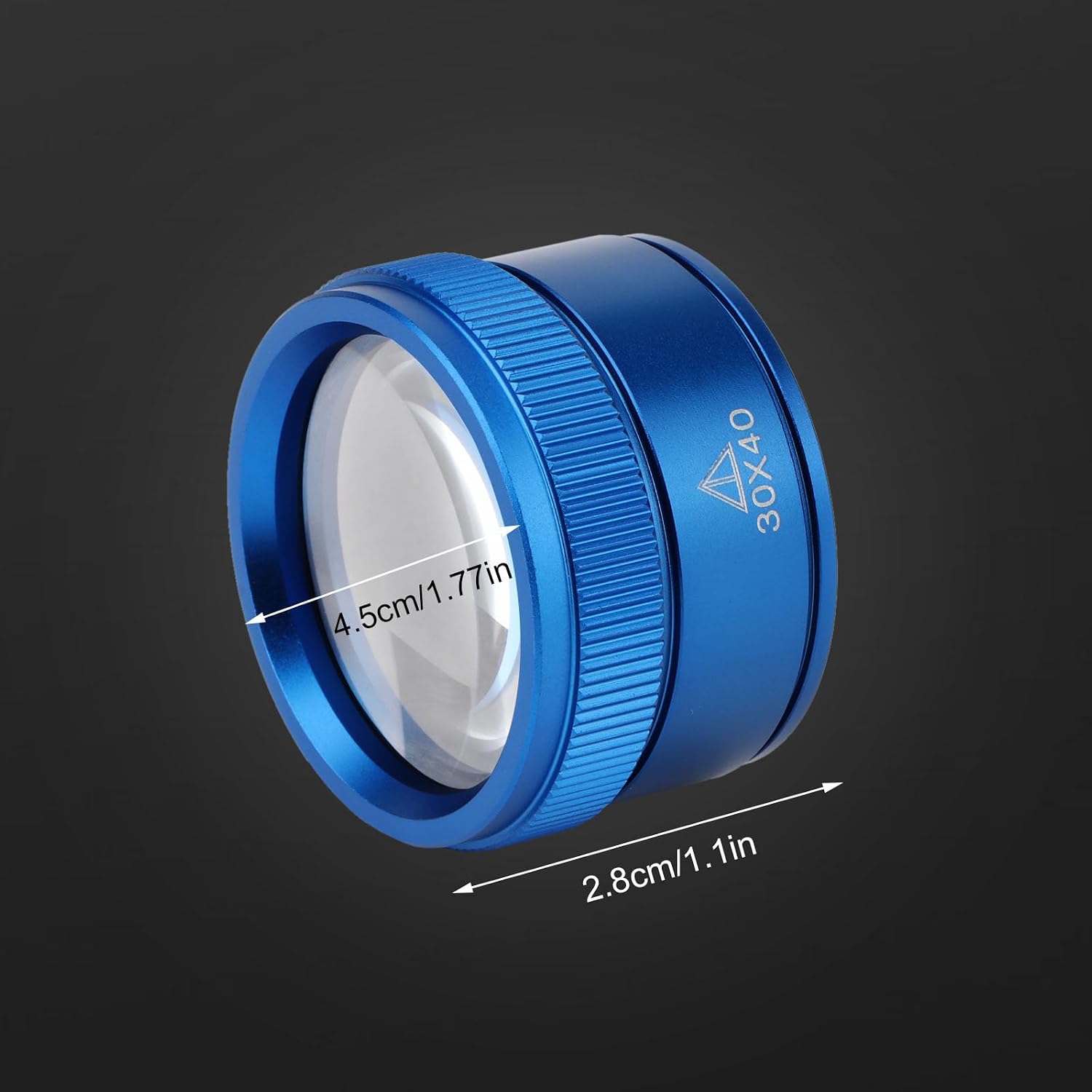 Portable Magnifying Glass Jeweler Loupe Magnifier (Blue, 30X 40MM) | Sturdy metal, handheld pocket magnifier for