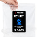 12" x 12" Medium Reclosable Plastic Zip Bags, 5 Count
