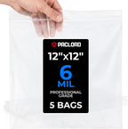 12" x 12" Medium Reclosable Plastic Zip Bags, 5 Count