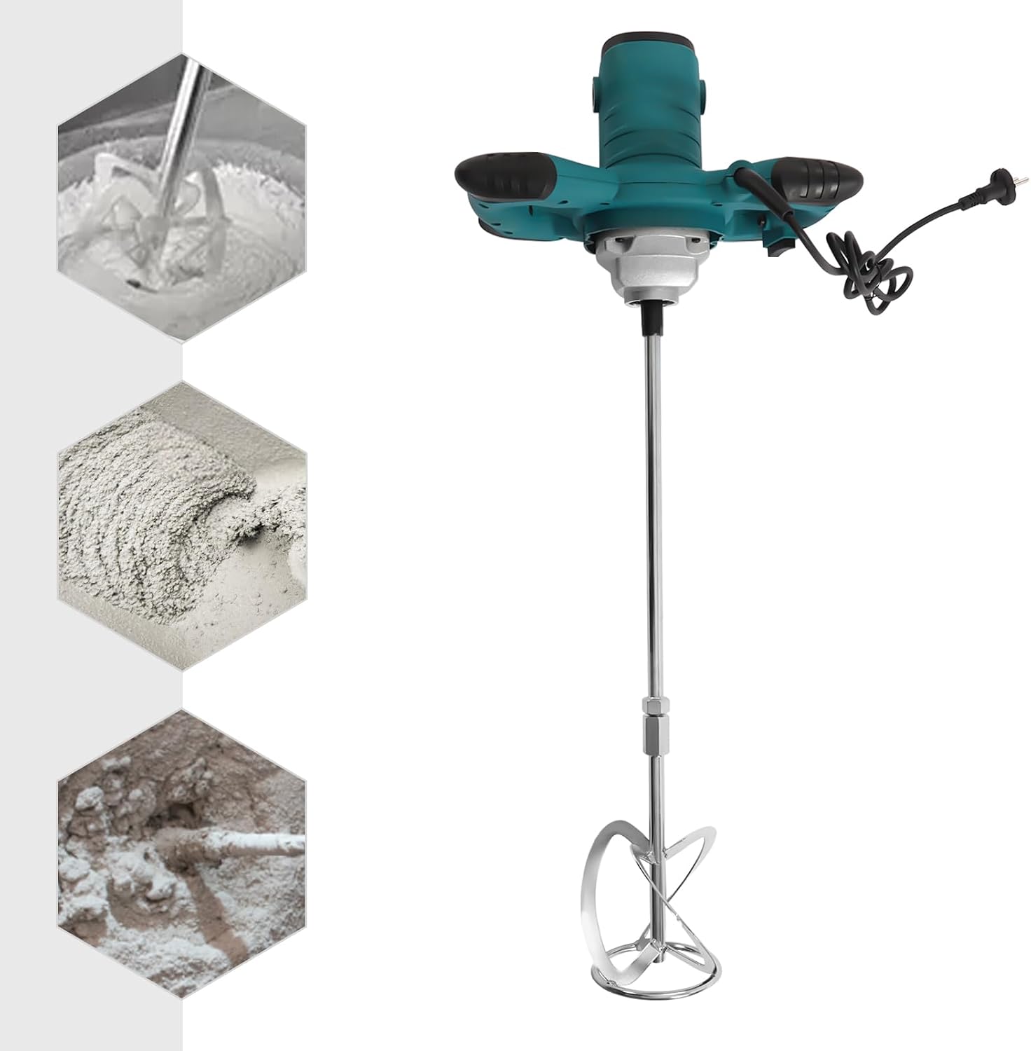Electric Concrete Mixer - 2100w 110v Portable Handheld Cement Mixer, with 6-Speed Adjustable Mud Mixing Drill & Paddle