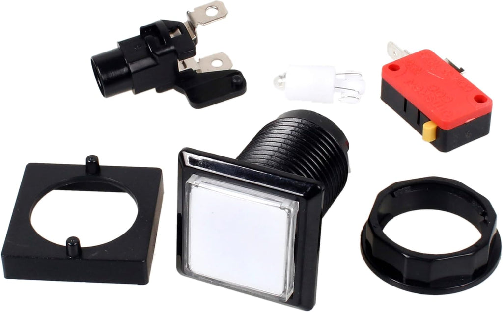 10x Arcade Square Shape LED Illuminated Push Button with Micro Switch Compatible for Arcade Machine Gaming Video Game