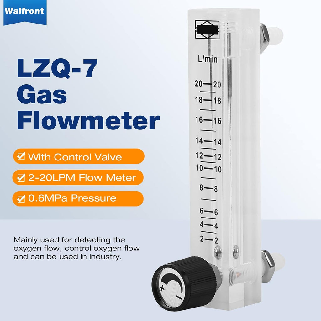 Flowmeter 2-20LPM Acrylic Air Gas Flowmeter with Control Valve for Measuring Controlling Gas