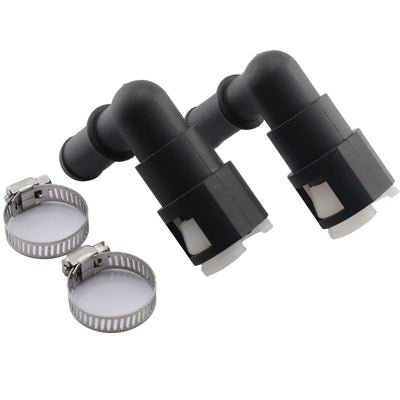 2Pcs 800-416 Heater Core Coolant Hose Quick Disconnect 90 Degree Elbow Connectors w/Clamps 5/8" Compatible with Rainier Blazer Trailblazer Grand Caravan