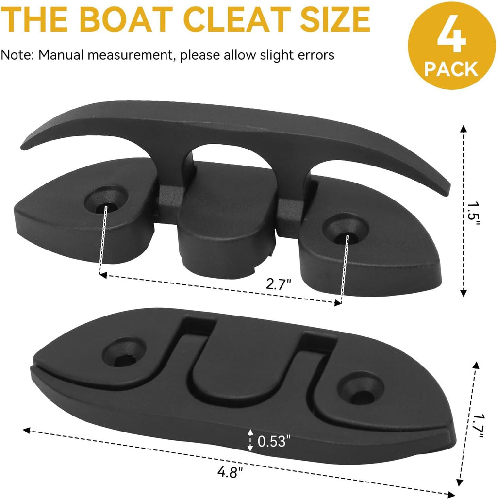 Boat Folding Cleat, Flip-up Dock Cleats 5", Nylon Fold Cleats Marine Grade