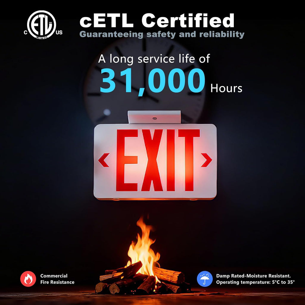 LED Exit Sign with Emergency Light,Double-Sided&Battery Backup 2Pack