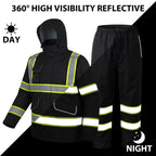 Class 3 Hi Vis Rain Suit, Waterproof Reflective Jacket Pants Set