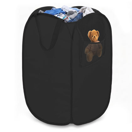 Pop Up Laundry Hamper with Side Pockets, Foldable Laundry Basket Reinforced, Privacy Protection Collapsible Basket