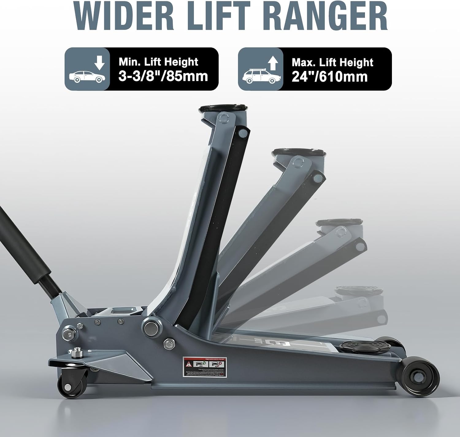 3 Ton Extra Long Reach Floor Jack Hydraulic Low Profile Floor Jack with Dual Piston Quick Lift Pump, Home and