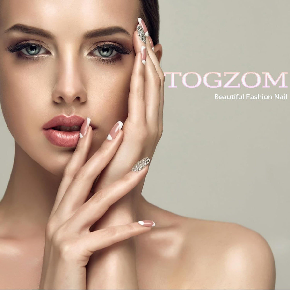Long Coffin Press on Nails Light Pink Cat Eye Fake Nails Long Coffin False Nails with Gradient & Glitter Design