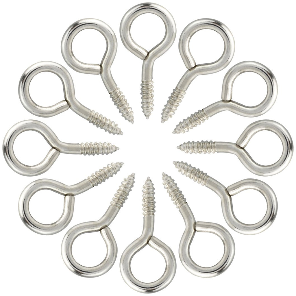 100Pcs Small Screw Eyes Self-Tapping Screw Hooks 1 Inch Zinc Plated