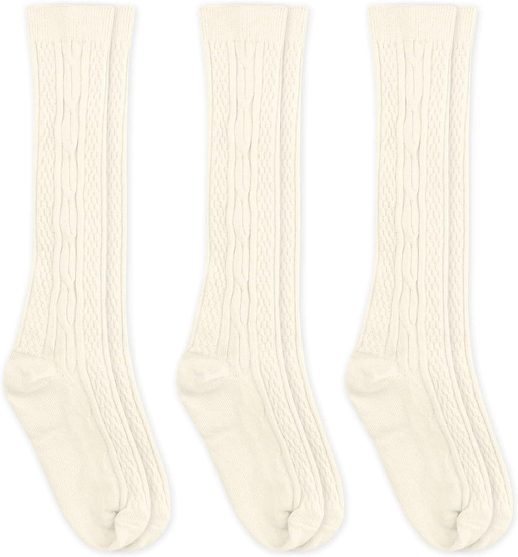 Girl's Classic Cable Knee High Socks 3 Pair Pack