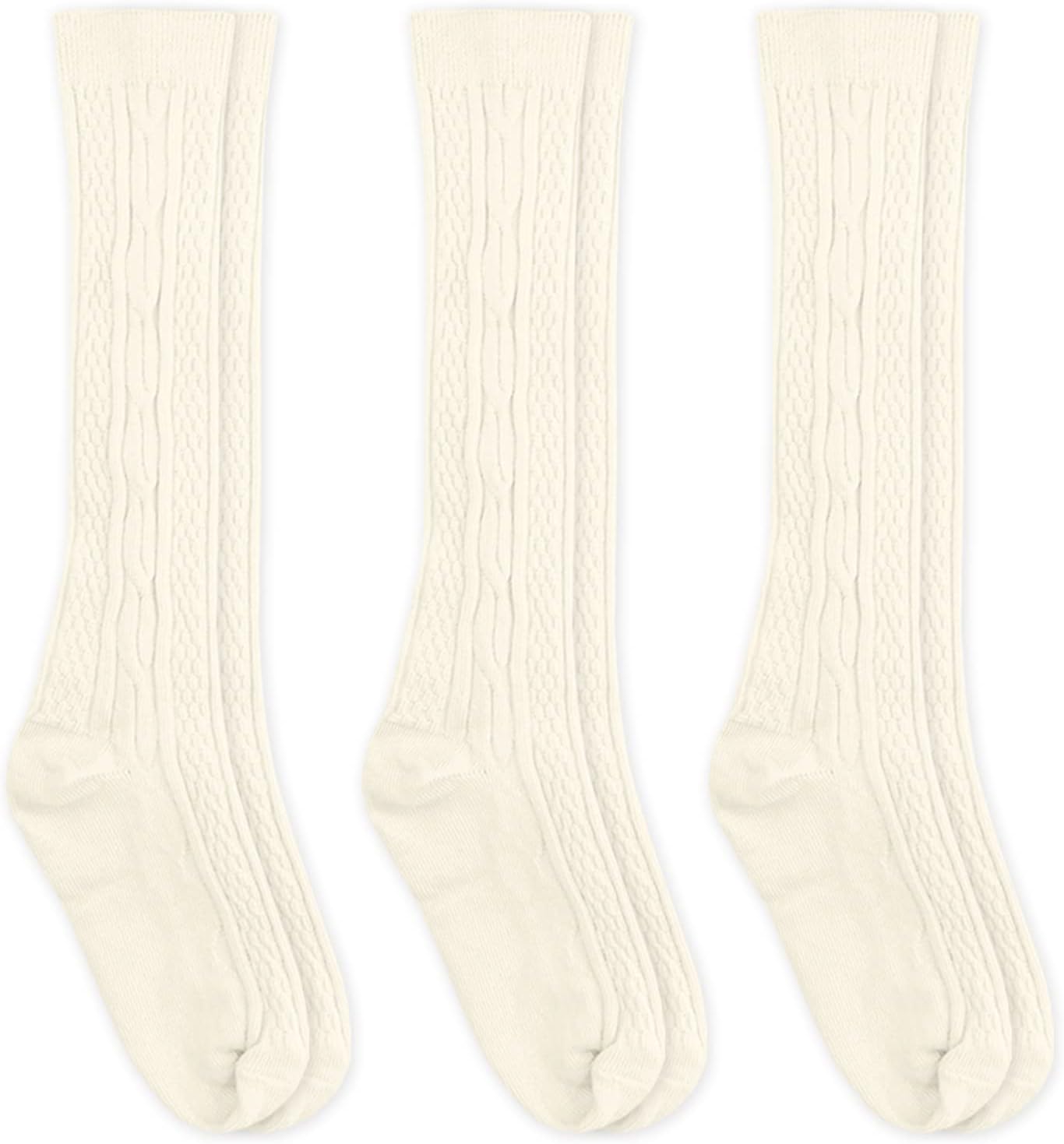 Girl's Classic Cable Knee High Socks 3 Pair Pack