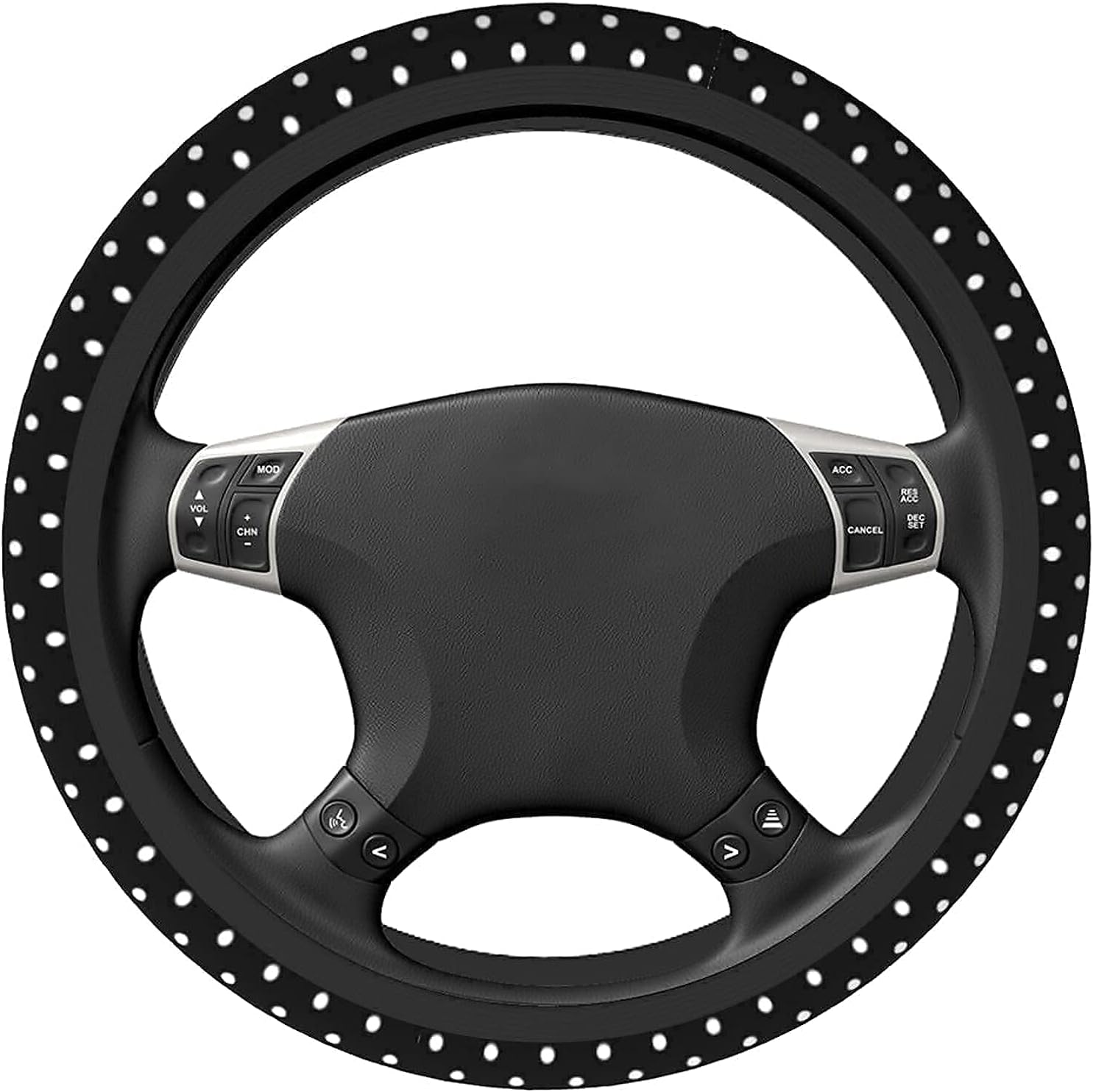 Black and White Polka Dot Steering Wheel Covers Non Slip Neoprene Steering Wheel Protector Universal 15 inch for
