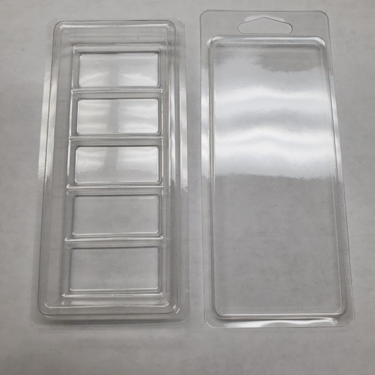 5 Cavity Snap Bar Wax Melt Clamshell (2 pc.) - 100 Sets Great for Snap Bars, Wax Melts, Handmade Soaps