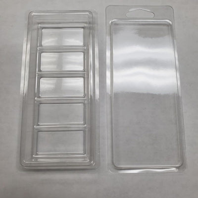 5 Cavity Snap Bar Wax Melt Clamshell (2 pc.) - 100 Sets Great for Snap Bars, Wax Melts, Handmade Soaps