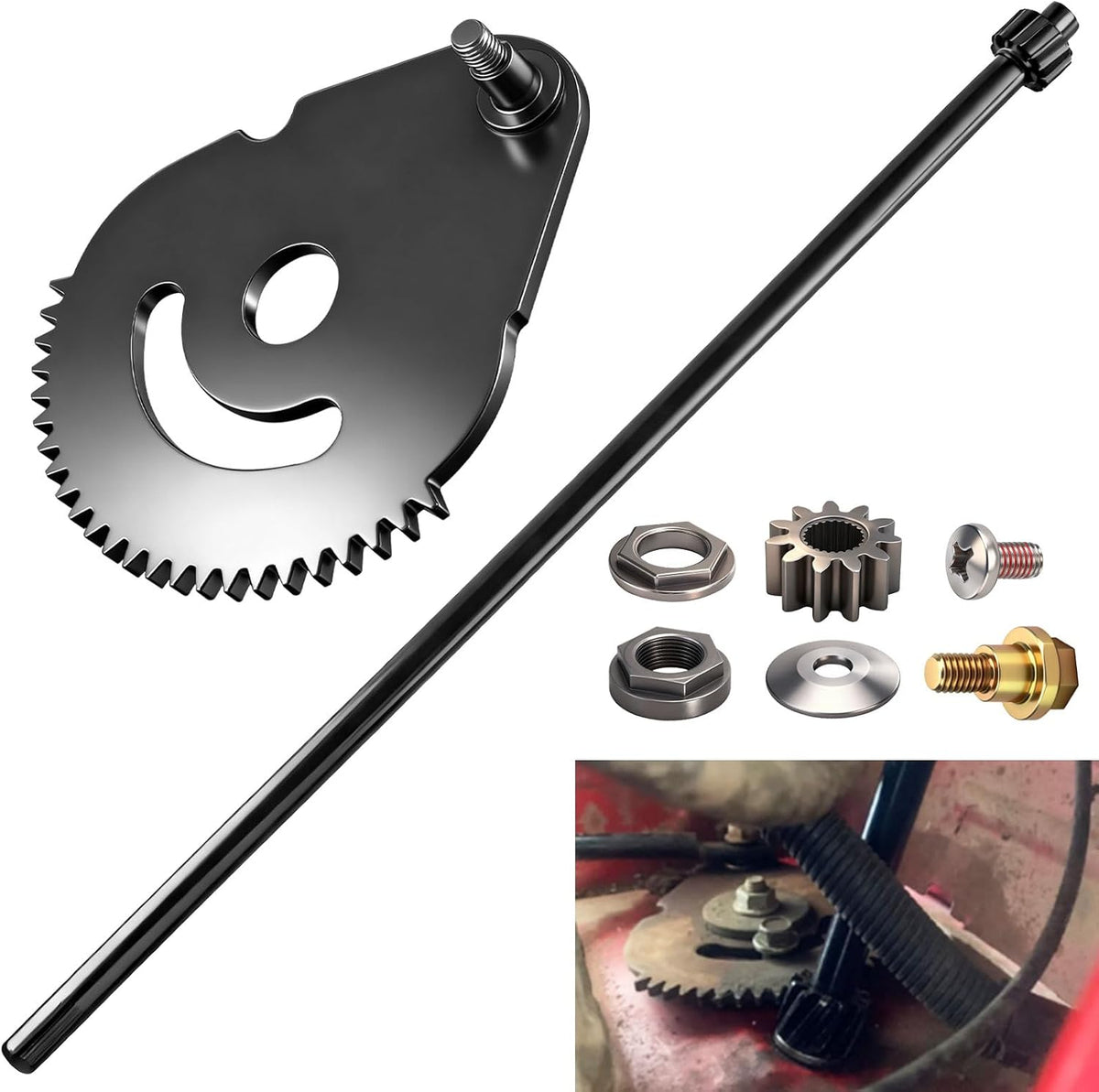 938-05078 Steering Shaft 5/8 And 617-04094 Sector Gear Kit for MTD Troy Bilt With 948-0389 710-1309 Steering Rod Cap