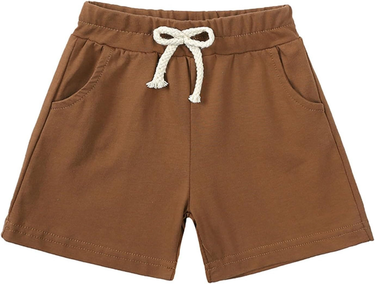 Toddler T-Shirt Shorts Sets Baby Boys 2pc Shorts Sets Plain Lightweight Summer Casual Tees Pants Outfits Cute Crew Neck