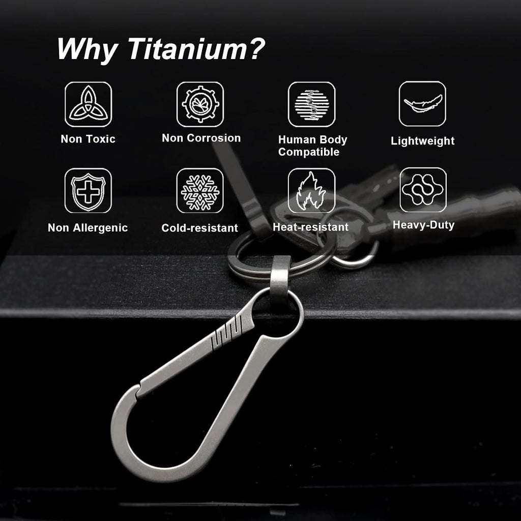 Key Clip Carabiner Keychain Small Titanium | Heavy Duty, Key Holder, Secure Key Chain Clips, Ultra-Light, Stronger
