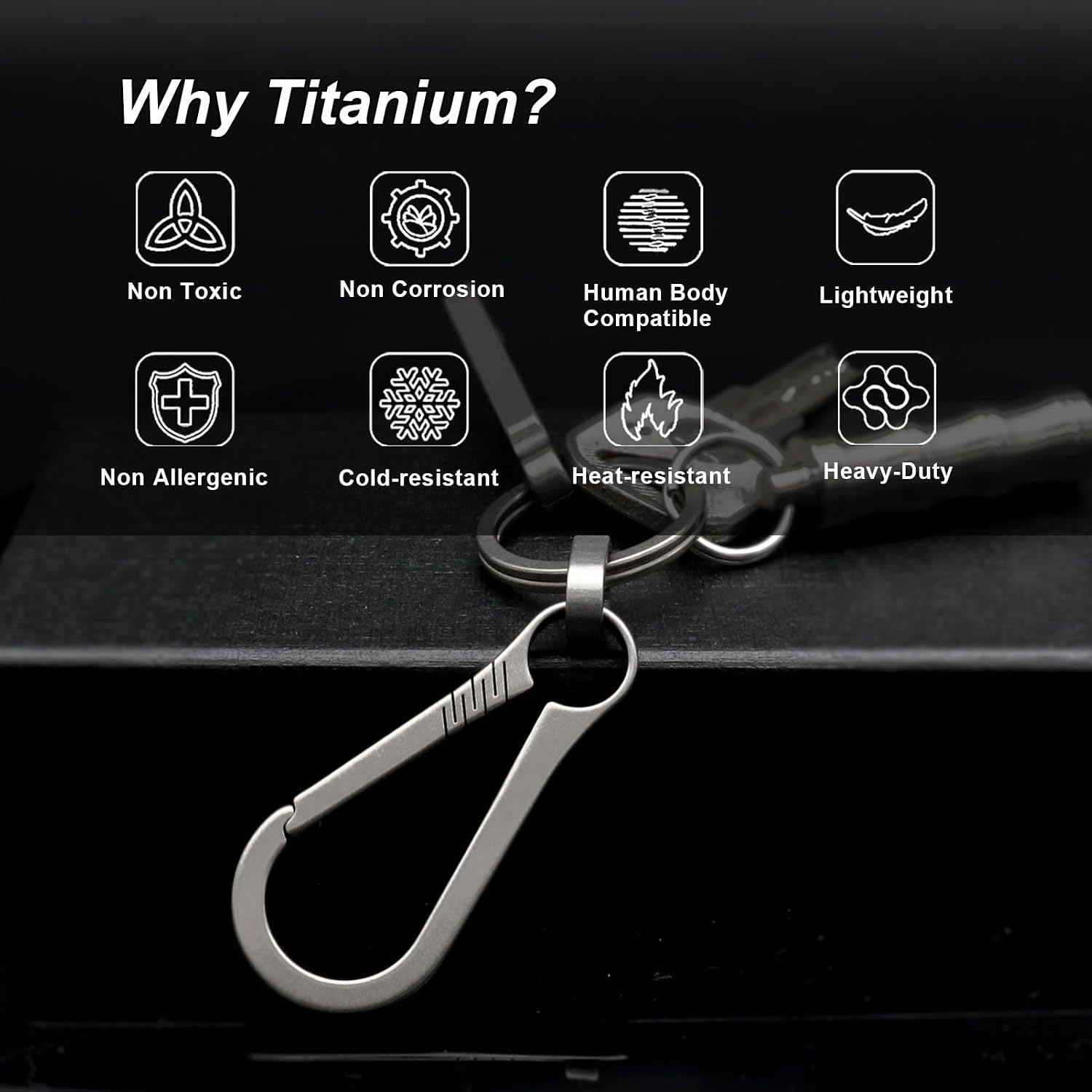 Key Clip Carabiner Keychain Small Titanium | Heavy Duty, Key Holder, Secure Key Chain Clips, Ultra-Light, Stronger