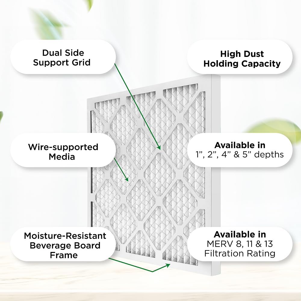 20x20x2 MERV 13 Pleated 2" AC Furnace Air Filter. 4 Pack