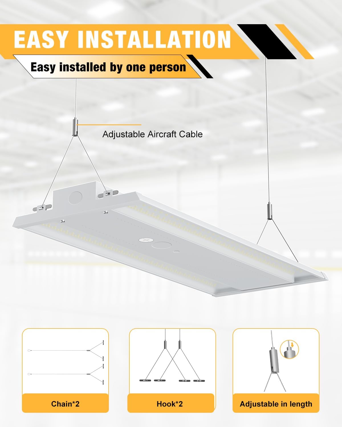 4FT LED Linear High Bay Light,400W 60000LM 5000K High Bay Shop Light