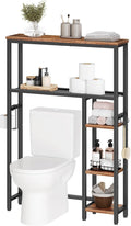 Over The Toilet Storage Cabinet, Freestanding Bathroom Organizer with Toilet Paper Holder, Hooks, 5-Tier Bathroom