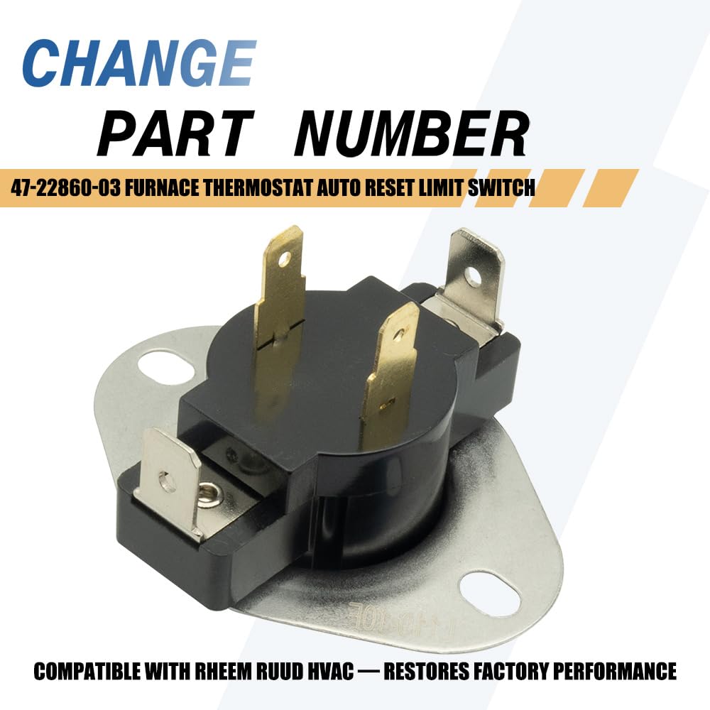 47-22860-03 Furnace Thermostat Auto Reset SPST N/C Limit Switch L105-10F Compatible with Rheem Ruud HVAC