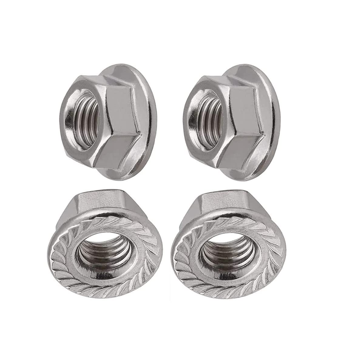 4pcs M12 x 1.5mm Pitch Metric fine Pitch 304 Stainless Steel Hexagonal Flange Nuts