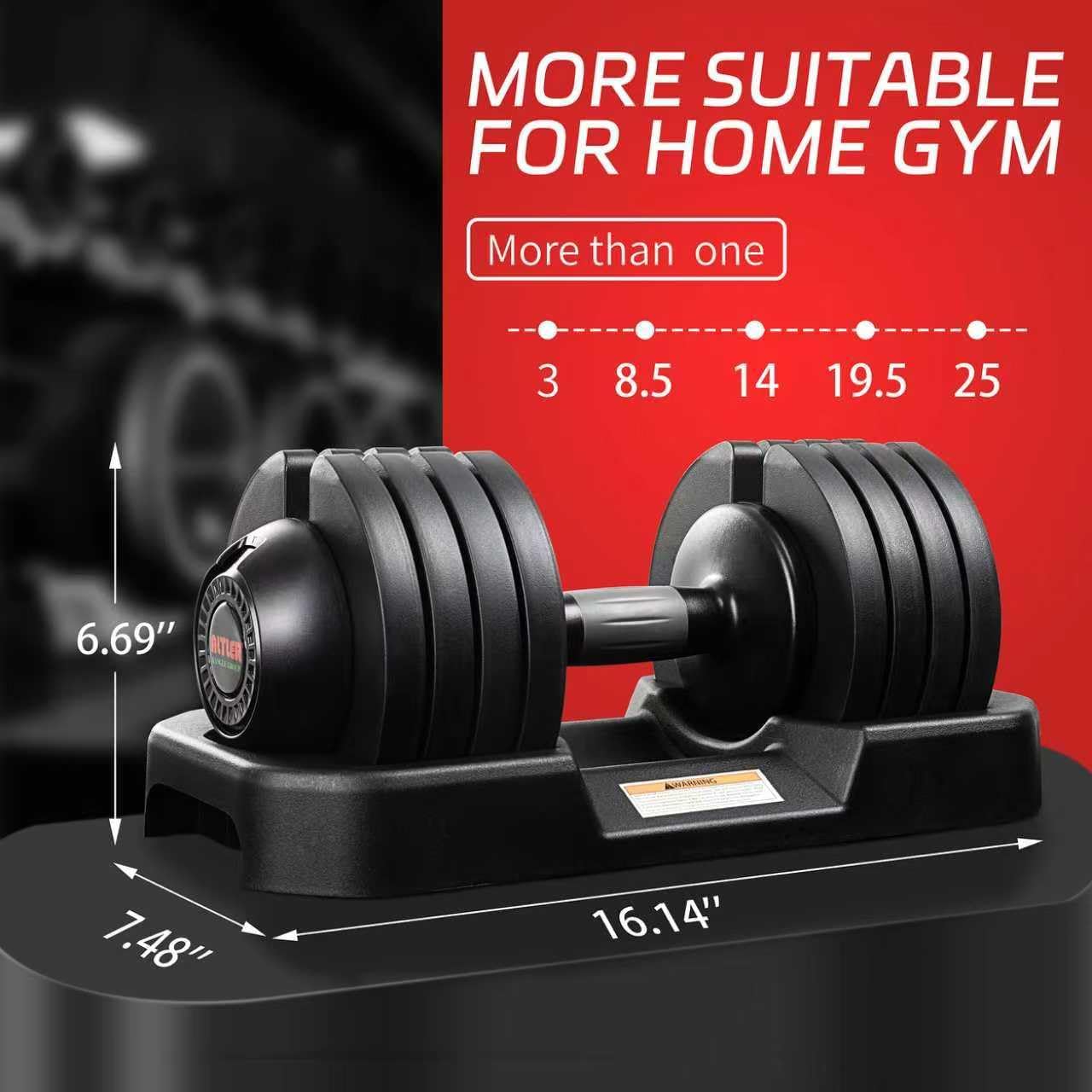 Adjustable Dumbbell Set, 25/52LB Pair with Tray for Workout Strength Training Fitness, Adjustable Weight Dial