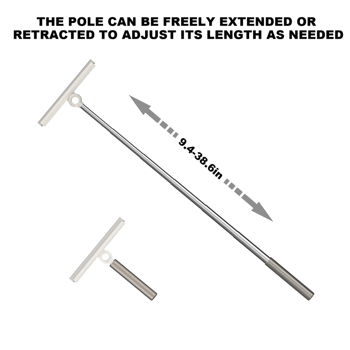 Extendable Squeegee for Glass Doors with 10-Inch Silicone Blade