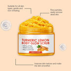 Turmeric Lemon Body Exfoliating Scrub, Gentle Moisturizing Skin Glow Scrub,Deep Cleansing Exfoliator for Smooth