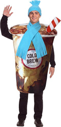 Halloween Cold Brew Coffee Cup Costume with Blue Hat Scarf for Adult | One Size Fits Most, Cold Brew Coffee Cup