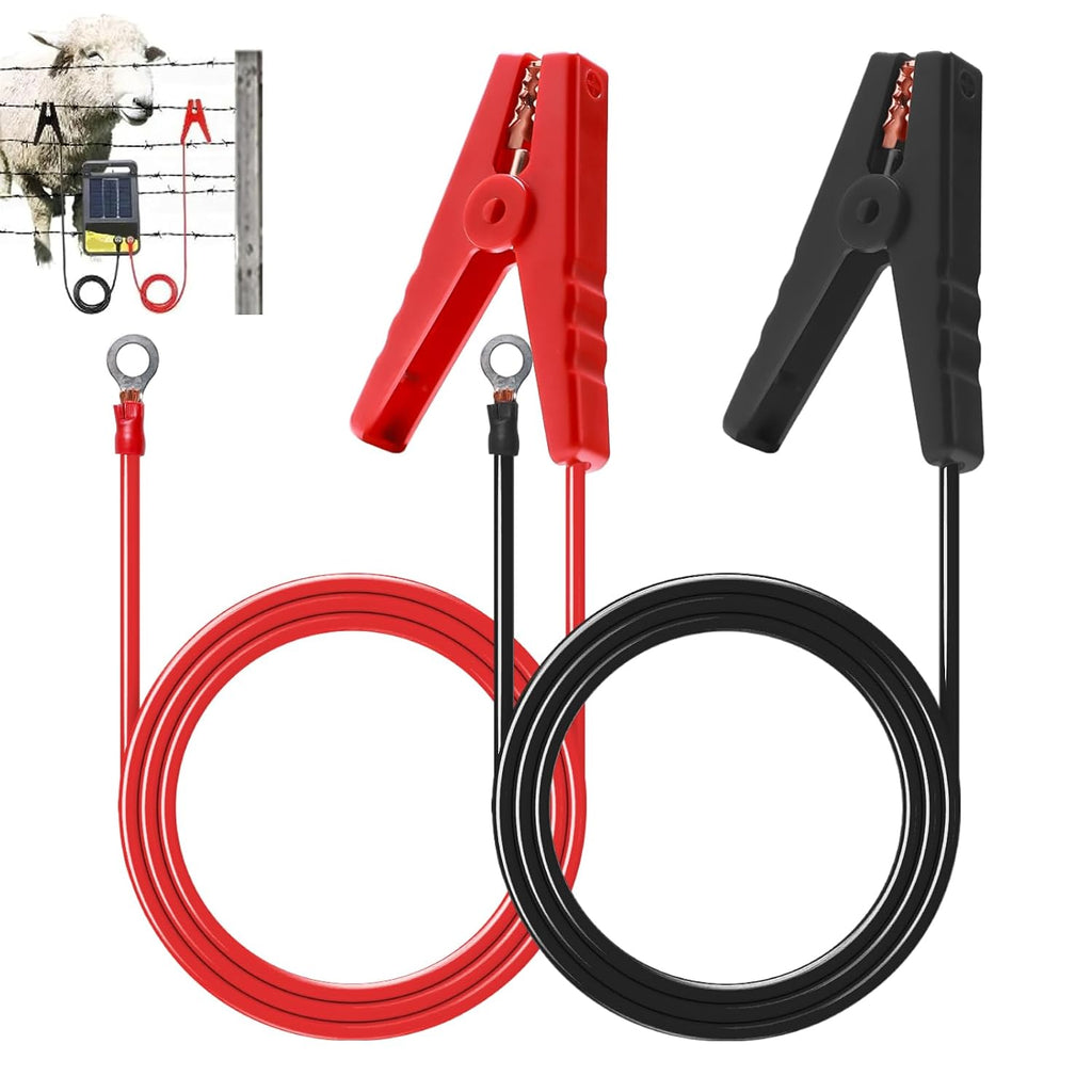 3.3FT Electric Fence Wire Alligator Clips, Electric Fence Kit Connect Energizer, and Electric Fence Charger Solar