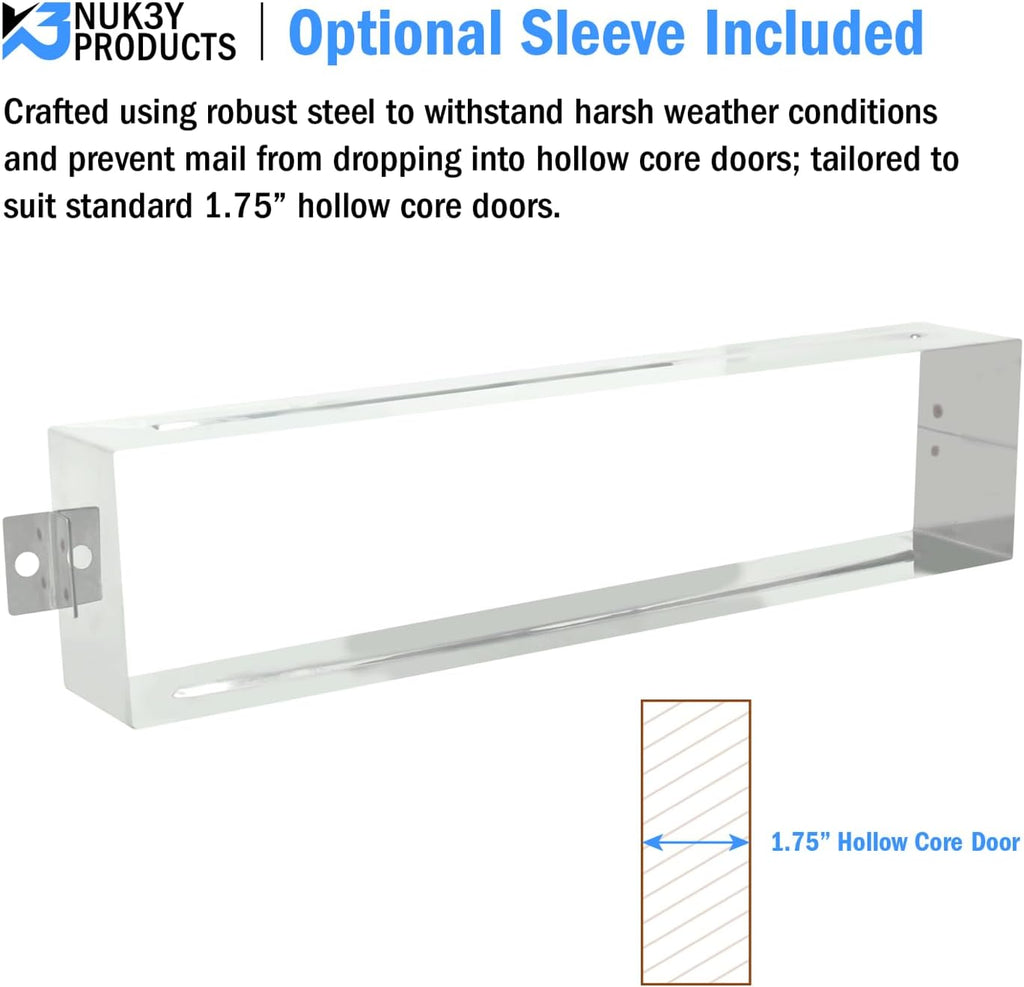 Nuk3y Solid Brass Mail Slot with Sleeve (Polished Brass, 13" x 3.625")
