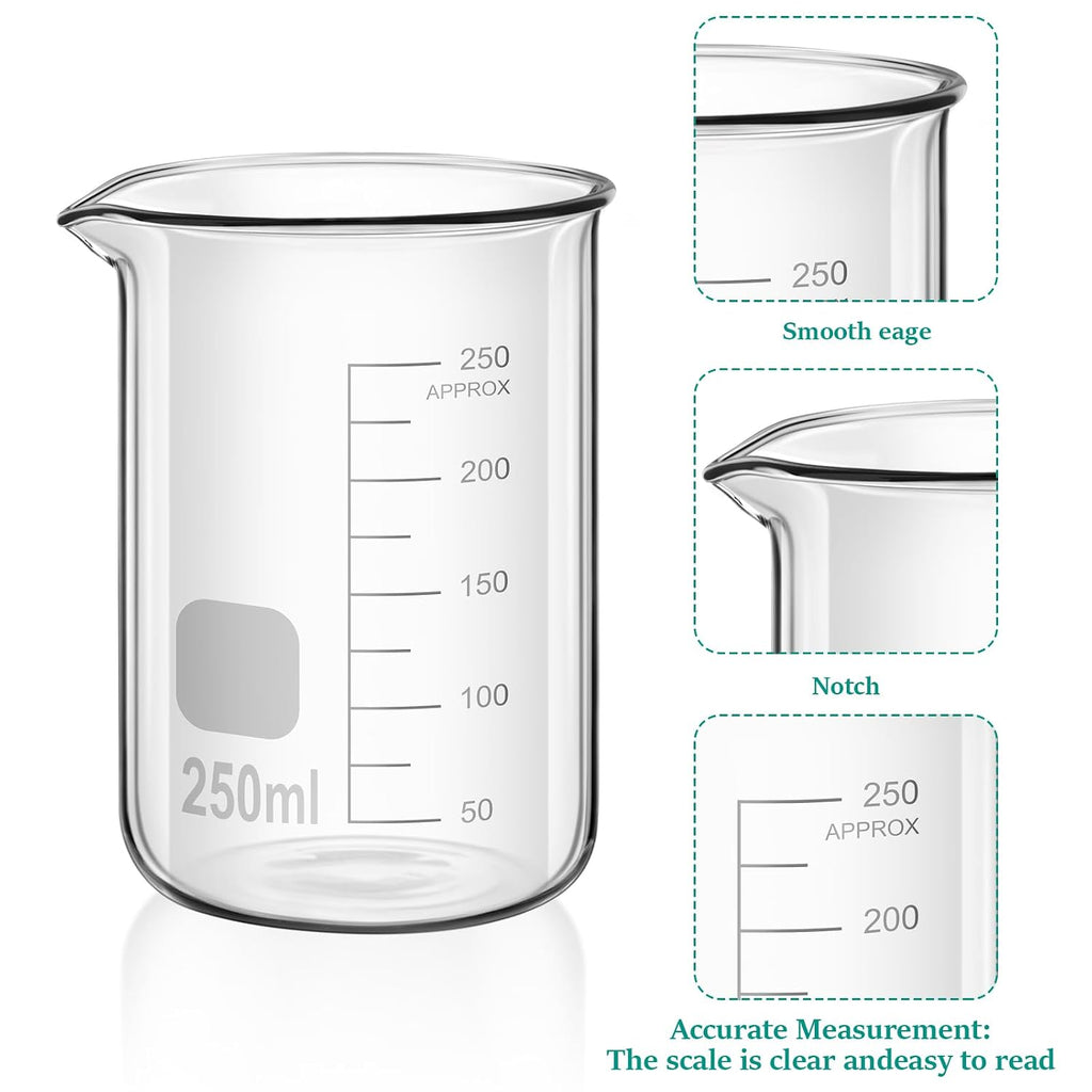 30 Pcs 50/100/250/500/1000ml Glass Beaker Set, 3.3 Borosilicate Low Form Griffin Lab Glassware Include Graduated