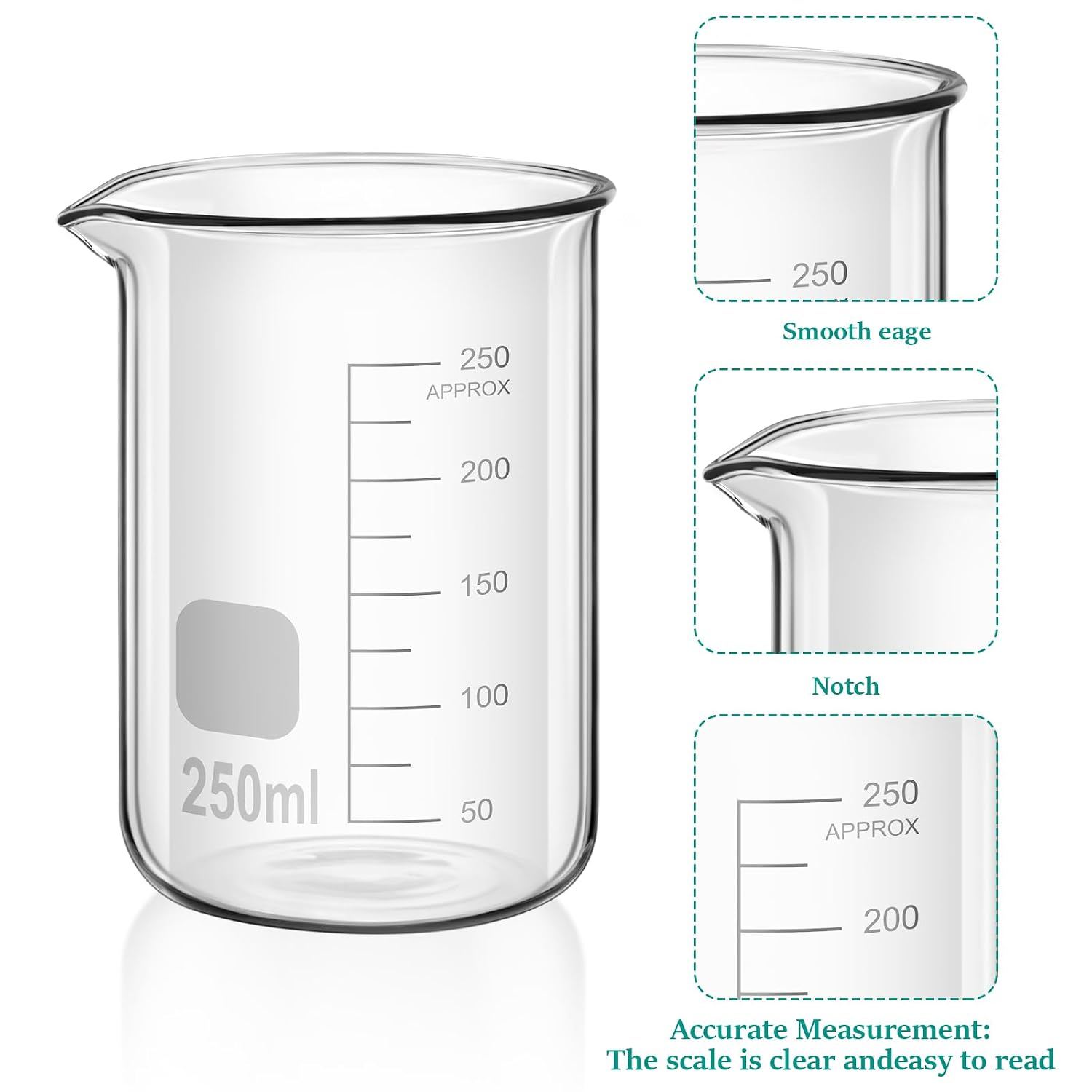 30 Pcs 50/100/250/500/1000ml Glass Beaker Set, 3.3 Borosilicate Low Form Griffin Lab Glassware Include Graduated
