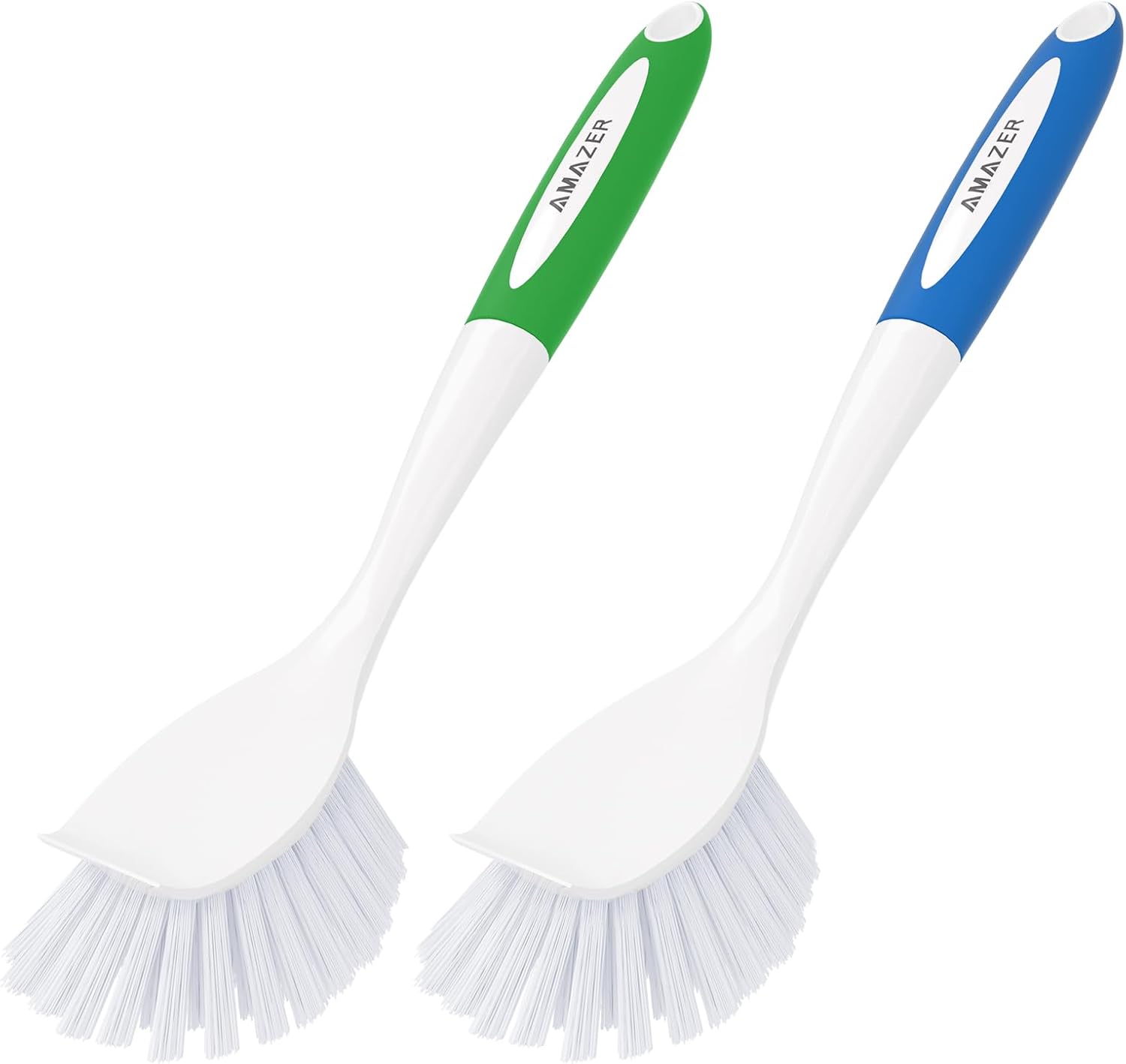 Dish Brush with Handle, 2 Pack Kitchen Scrub Brushes for Cleaning, Dish Scrubber with Stiff Bristles for Sink, Pots