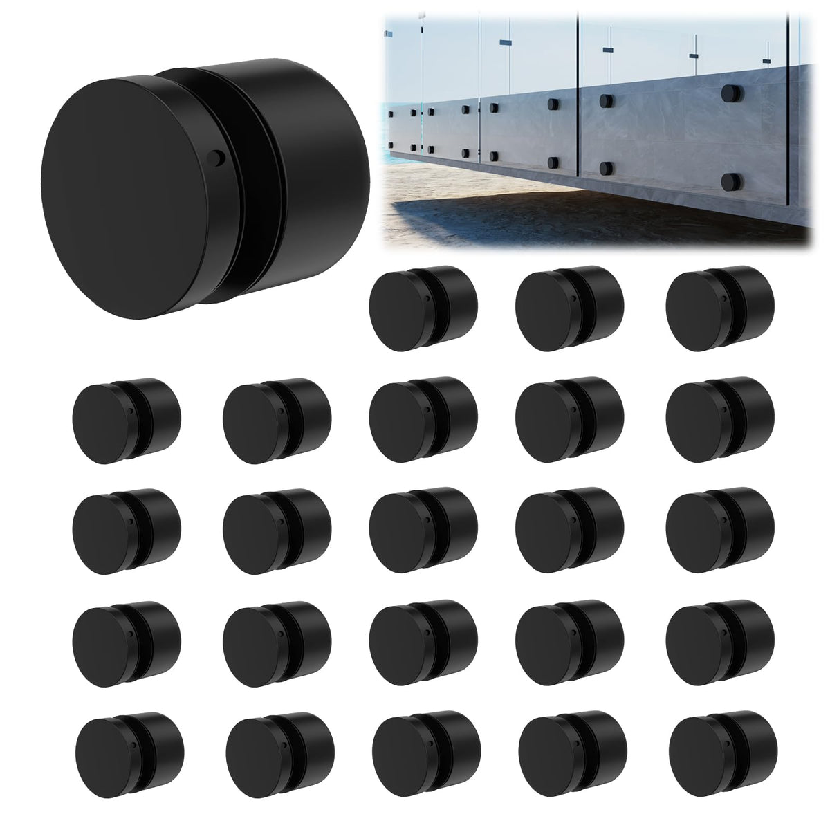 24 Pack Marine Grade SS316 Solid Heavy Duty Glass Railing Standoff