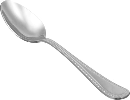 Stainless Steel Dishwasher Safe Dinner Spoons with Pearled Edge, Large Tablespoons, 7.7 inches, Pack of 12, Silver