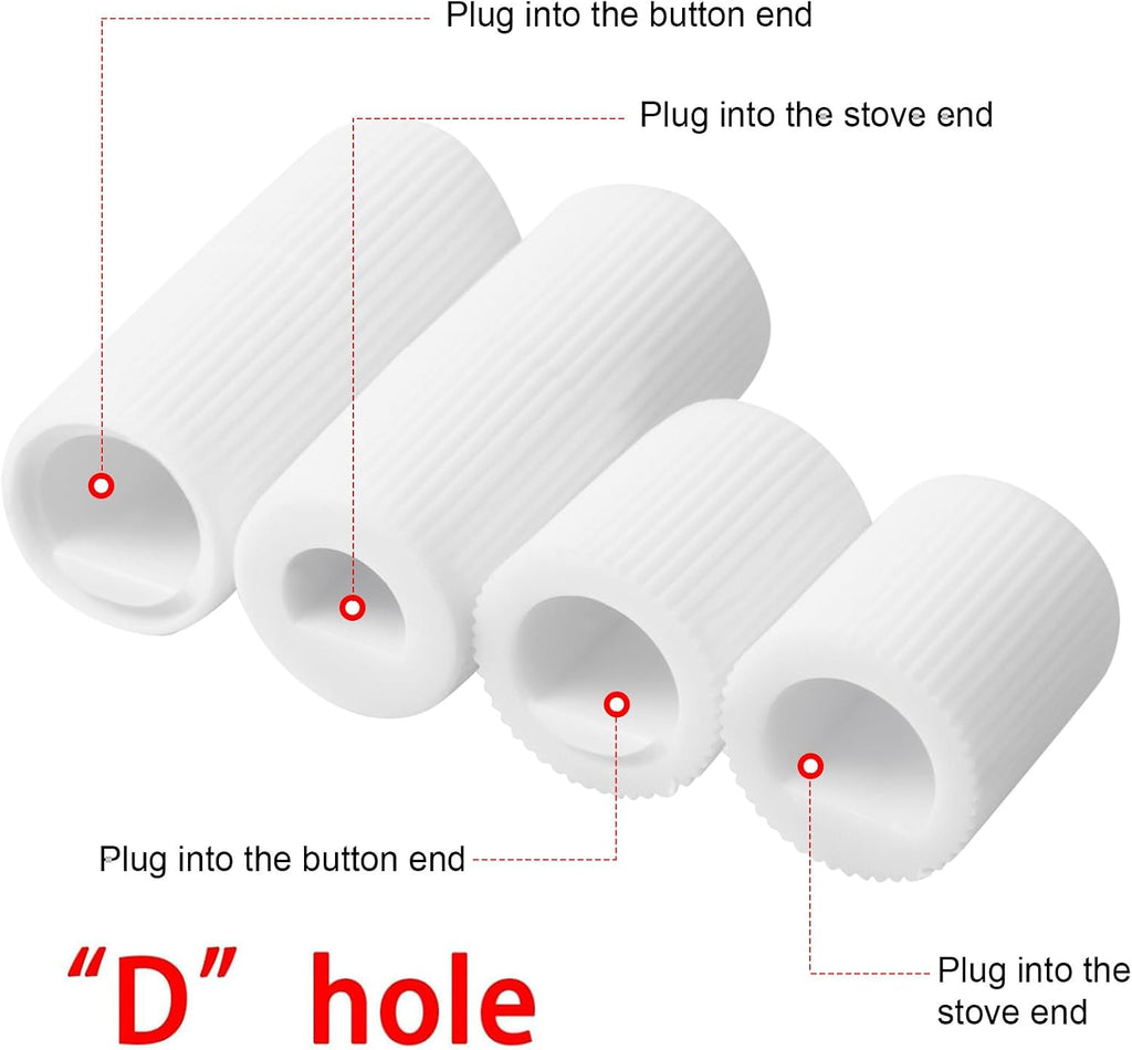 4 Stove Knobs Replacement with 12 Adapters for Oven Range,White | Universal Fit Adapters for Gas Electric Range
