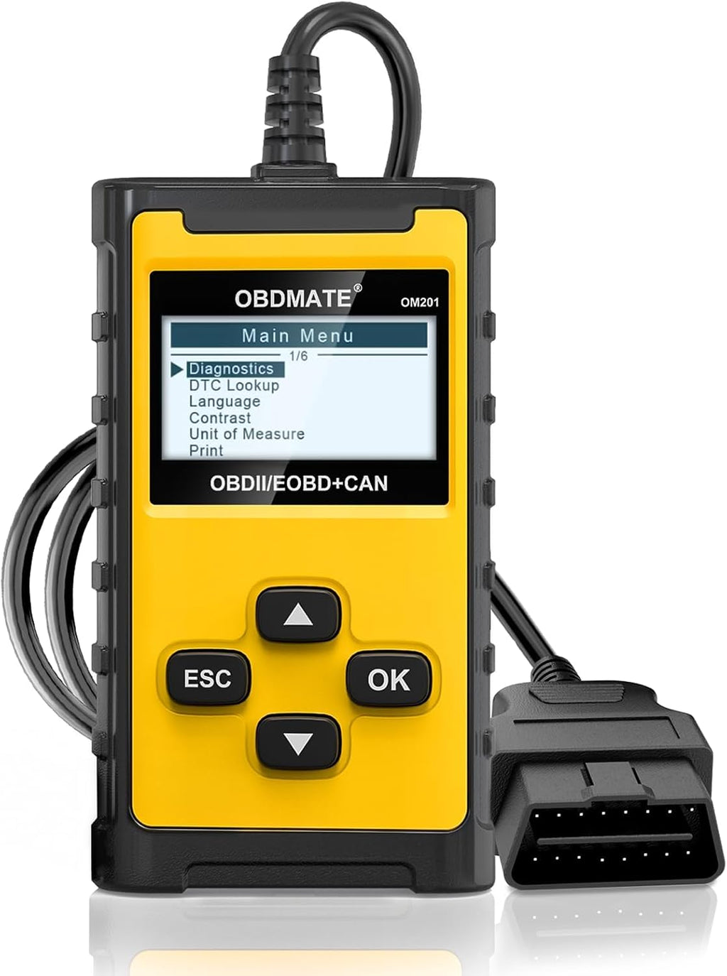 Check Engine Code Reader, OBDMATE OM201 OBD2 Diagnostic Tool | Clearing Faulty Codes with Wireless Printing | Graphic
