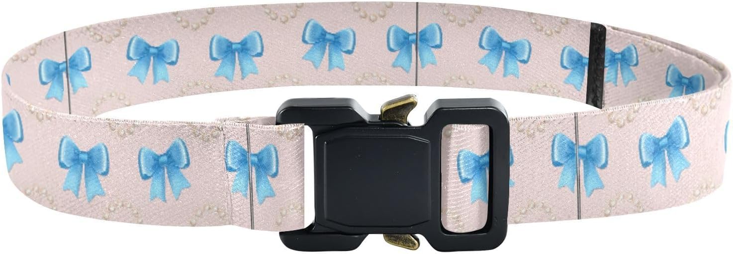 Bow Tie Adjustable Kids Elastic Belts, Girls Boys Stretch Waist Belt with Aluminum Alloy Buckle