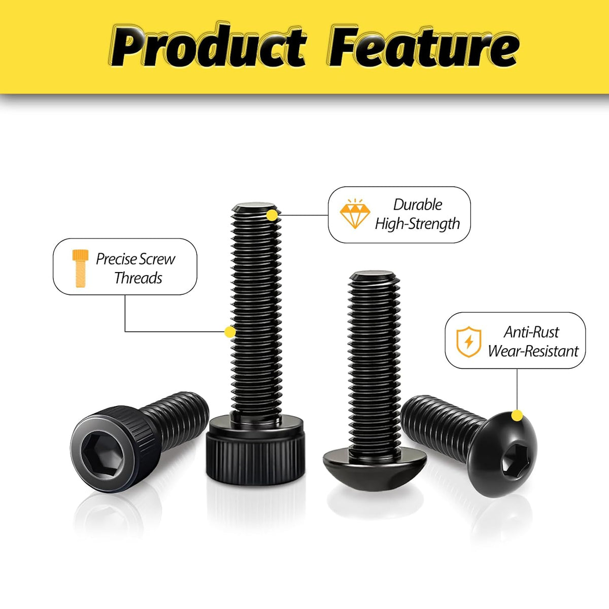 1580PCS M4 Hex Socket Cap Head & Button Head Screws and Nuts Kit