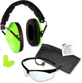 Double-Up Shooting Earmuff Safety Kit - Hi Viz Shooters Ear Muffs, Soft Foam Ear Plugs and Safety Glasses with