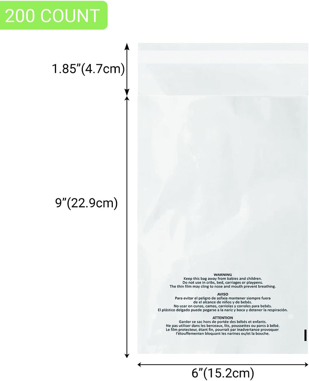 Belinlen 300 Count 6x9 Inch Self Seal Clear Poly Bags