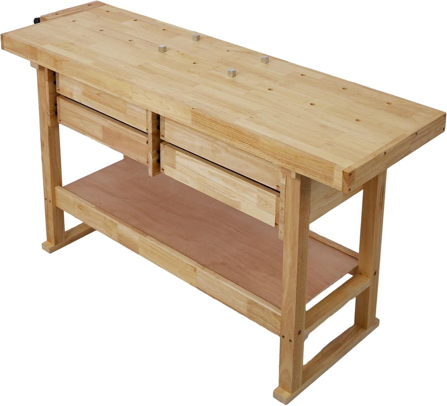 60-Inch Wood Workbench with 4 Drawer - 330lbs Weight Capacity Heavy Duty Portable Wood Work Bench Table for Garage