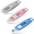 3-Pack Mini Ceramic Box Cutter, Retractable Utility Knife with Safety Lock & Keychain Hole, Magnetic Package Opener