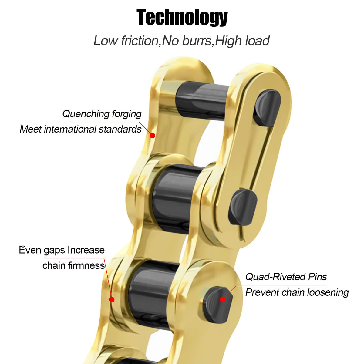 520 Chain 120 Links With Connecting Master Link, X-Ring Gold