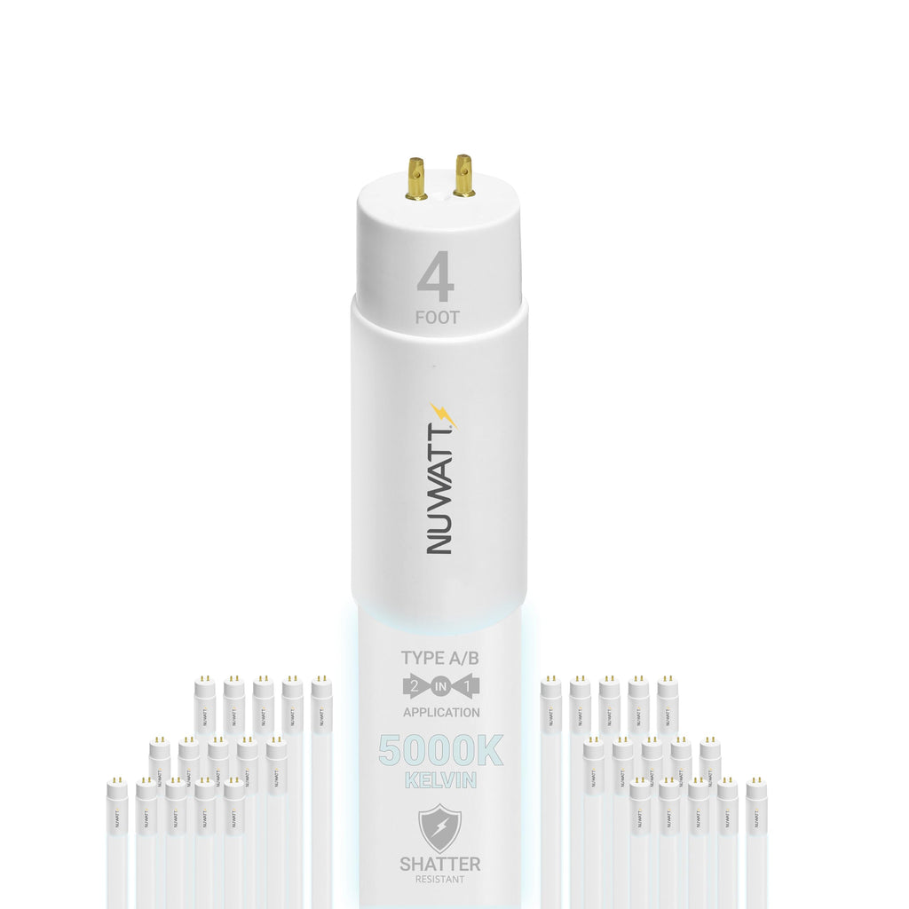 30 Pack T8 LED Bulbs 4 Foot Dimmable, 5000K, Single/Dual Ended, UL